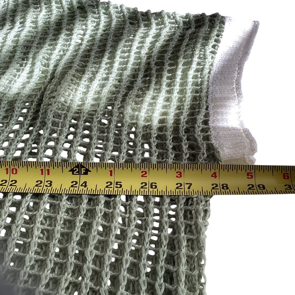 Open Crochet Oversized Peace Sign Shirt Women's Green Knit Top New w/ Tags Sz L - Picture 7 of 16